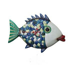 Allen Designs Fishy Lips Colorful Fish Wall Clock